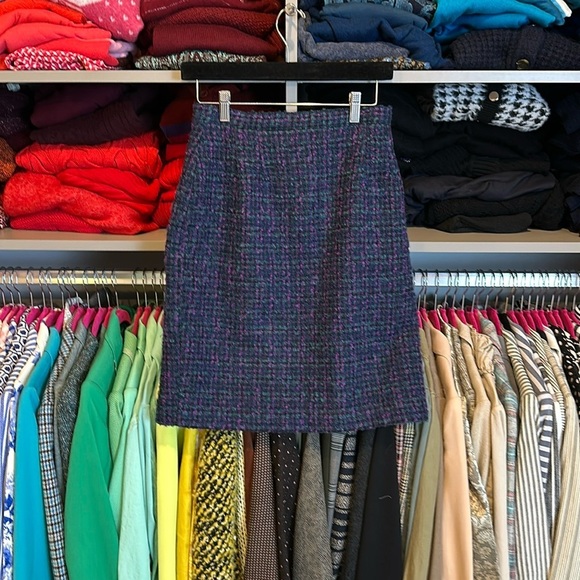 Vintage Paul Harris navy/green/purple 78% wool plaid skirt size 10 - Picture 1 of 3
